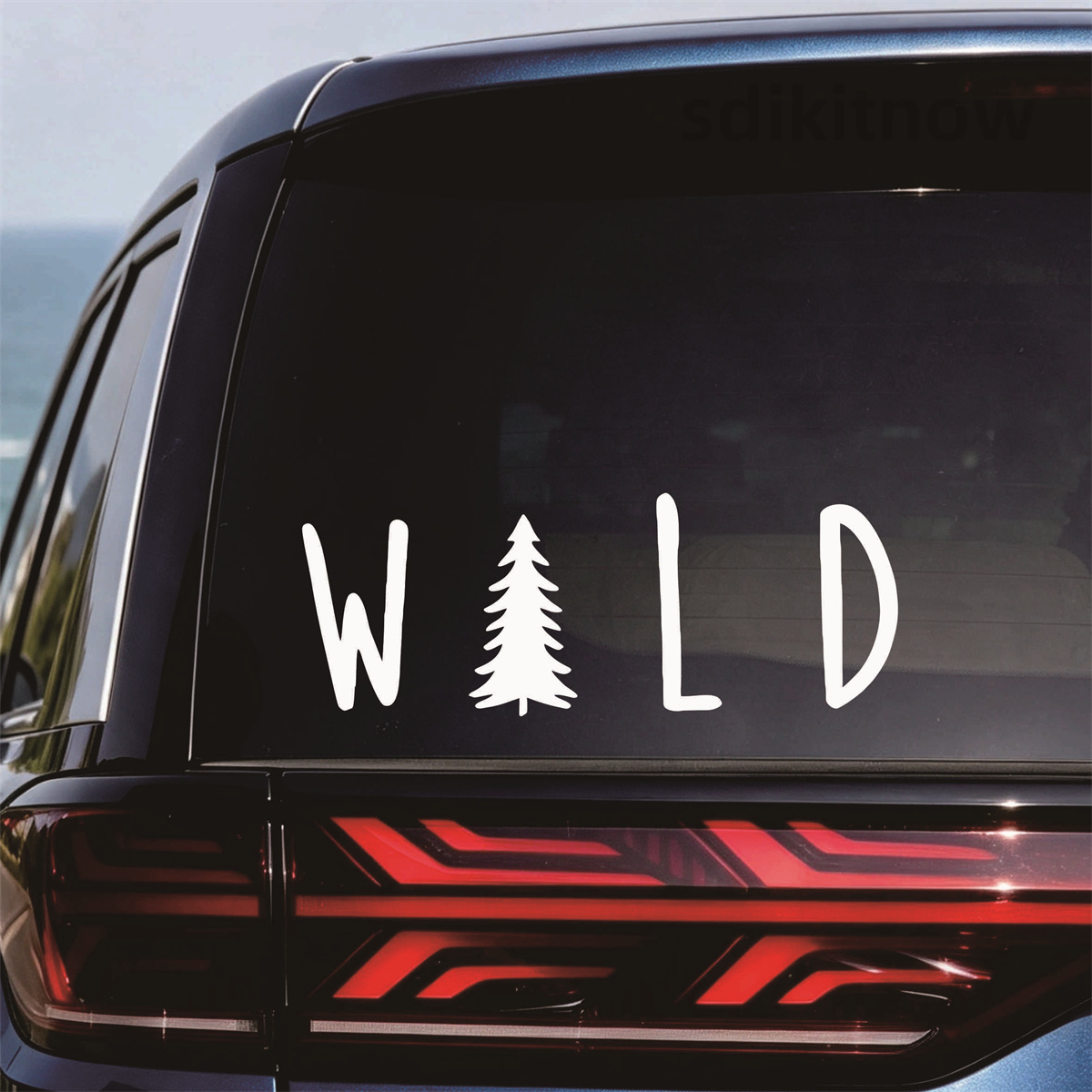 Outdoor Adventure Jeep - Wild Pine Tree Vinyl Car Sticker