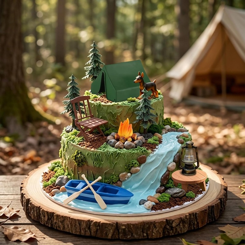 12pcs Camping Cake Decorations - Outdoor Adventure Birthday Party review and price