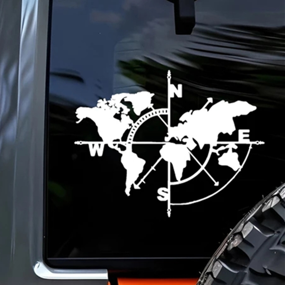 Compass World Map Vinyl Decal, - Outdoor Adventure Jeep review and price