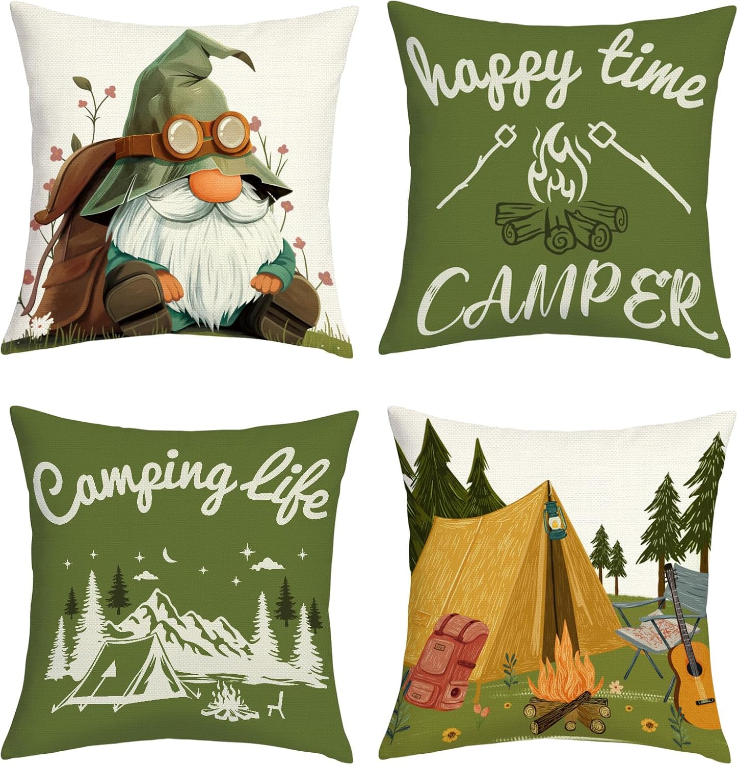 Group of 4 Camping Throw Pillo - Outdoor Adventure Group review and price